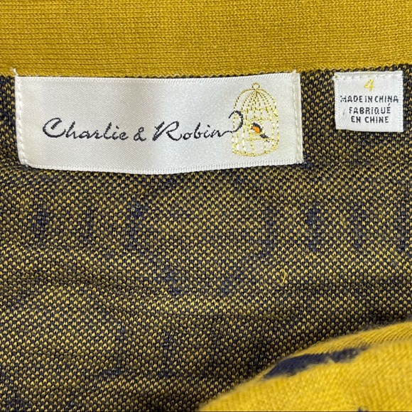 Anthropologie Charlie & Robin Blue & Gold Tile Print Knit Skirt Size 4 - Picture 8 of 13